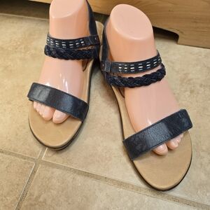 Aetrex  Comfort Celeste Quarter Strap Navy Blue Sandal Size 8
